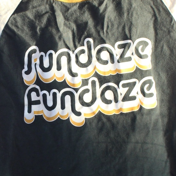 White/Dark Blueish Green Crop Top w/Yellow Stripes - Picture 2 of 8